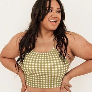 Lime Ricki Moss Gingham Cinch Top